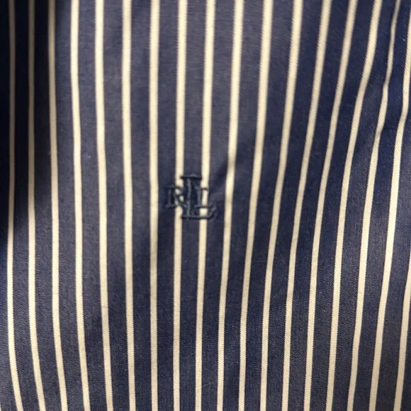 Ralph Lauren Button Down blue/white stripe non iron Shirt Size large nwot - Picture 3 of 4